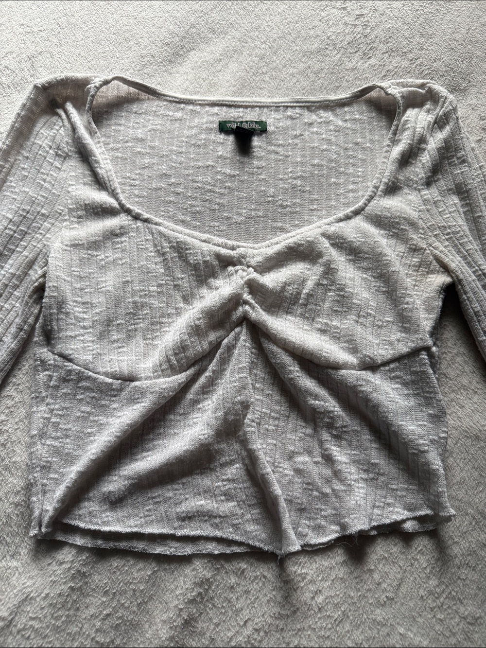 wild fable White Long-Sleeve Twist Front Ribbed Top